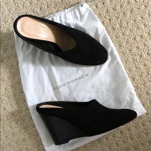 Club Monaco suede wedge mules